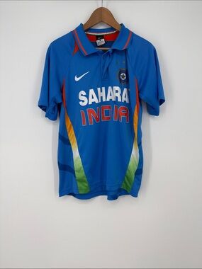 Nike Blue India Cricket Jersey with Tricolor Panels Size Large